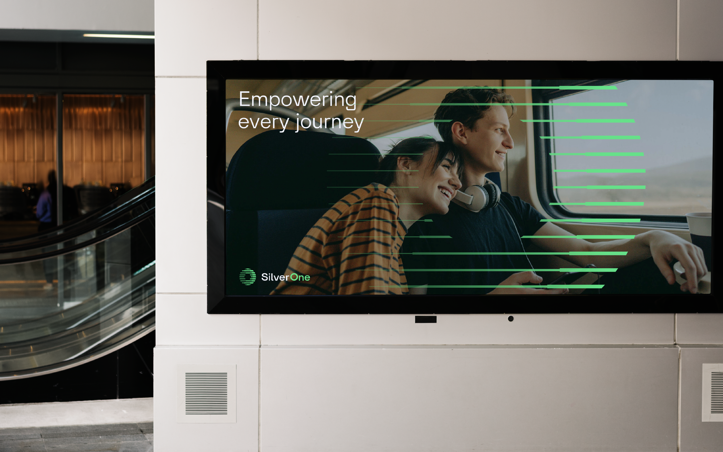 An example of a Silverrail branded digital billboard at a station
