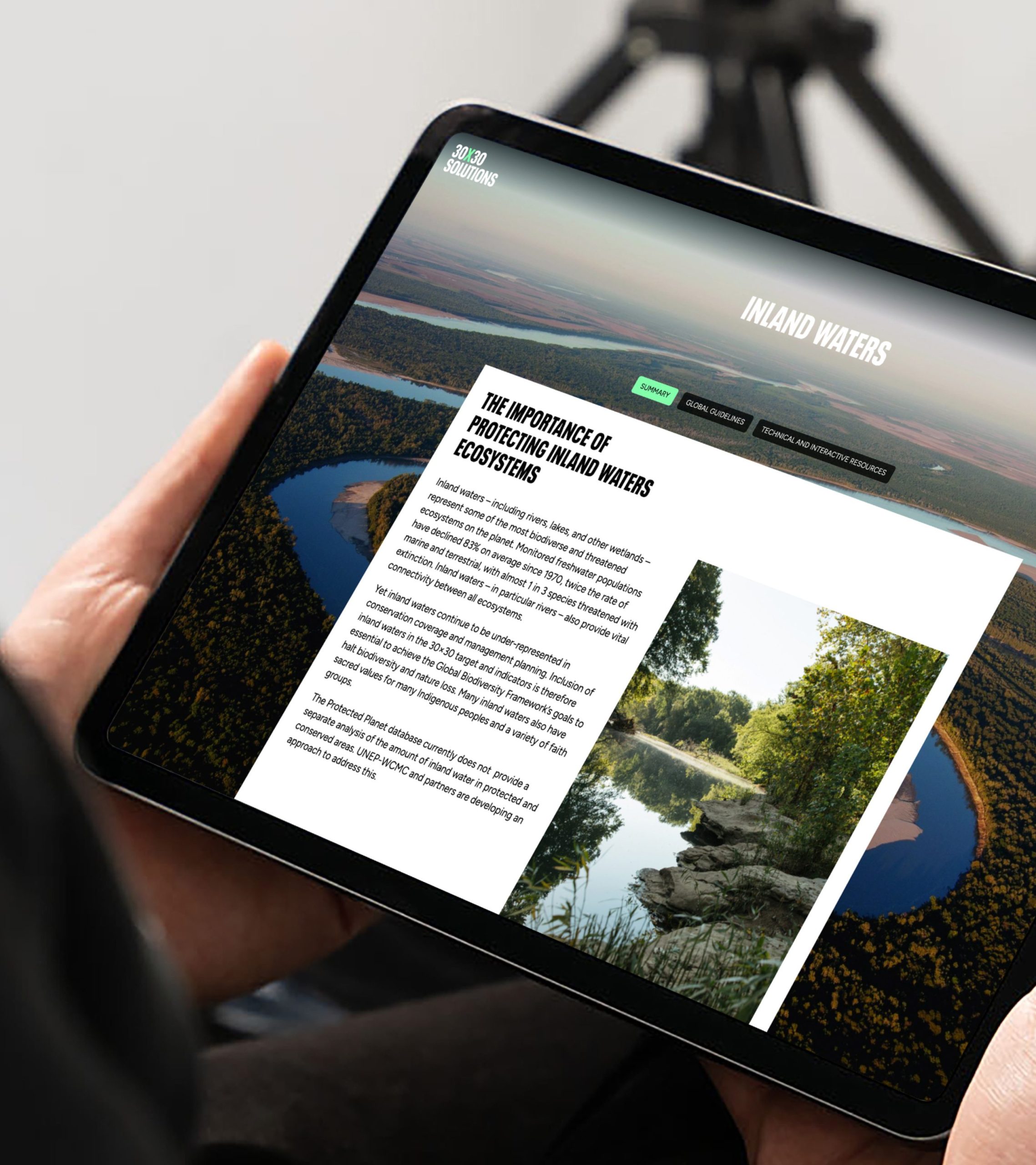 30x30 website on a tablet