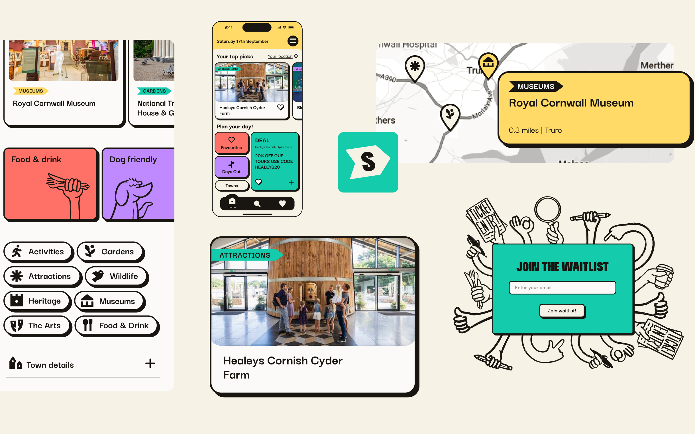 Signpost app UI components and illustrations