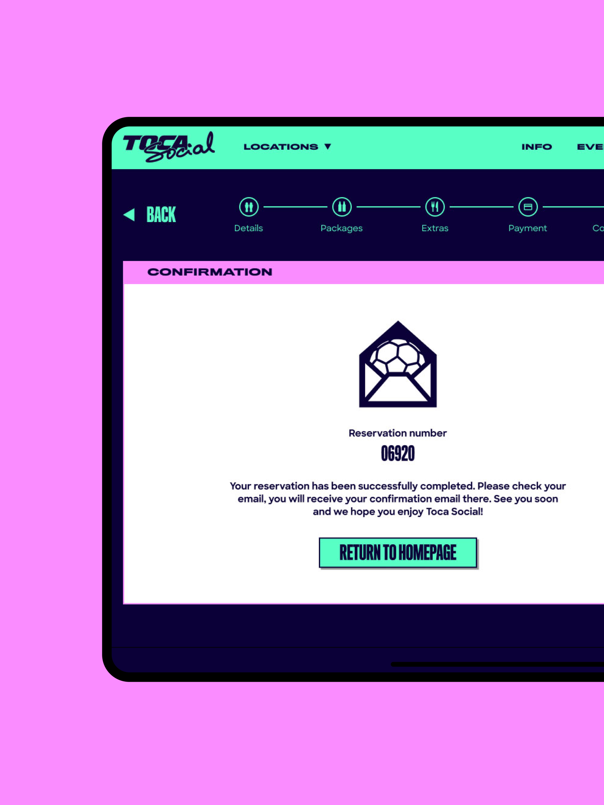 Toca Social website on a tablet